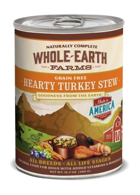 Whole Earth Farms Grain-Free Hearty Turkey Stew Canned Dog Food, 12.7-oz, case of 12