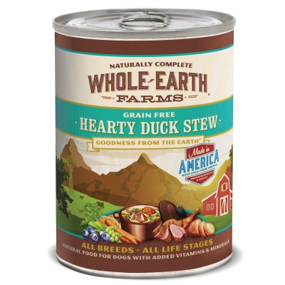 Whole Earth Farms Grain-Free Hearty Duck Stew Canned Dog Food, 12.7-oz, case of 12