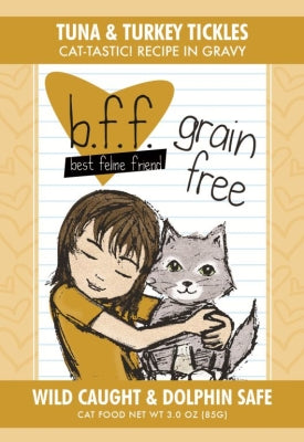 BFF Tuna & Turkey Tickles Recipe in Gravy Grain-Free Cat Food Pouches, 3-oz, case of 24