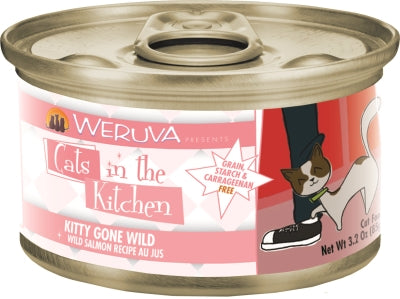 Weruvu Cats in the Kitchen Kitty Gone Wild, Wild Salmon Recipe Au Jus Grain-Free Canned Cat Food