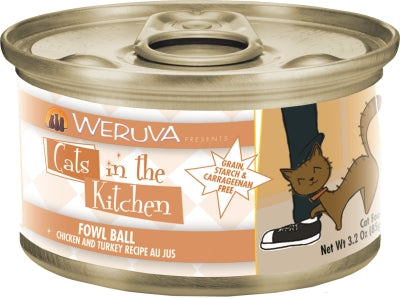 Weruva Cats in the Kitchen Fowl Ball Chicken & Turkey Au Jus Grain-Free Canned Cat Food