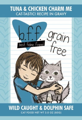 BFF Tuna & Chicken Charm Me Recipe in Gravy Grain-Free Cat Food Pouches, 3-oz, case of 24