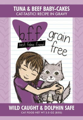 BFF Tuna & Beef Baby-Cakes Recipe in Gravy Grain-Free Cat Food Pouches, 3-oz, case of 24